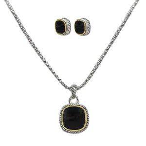Cushion Pendant Necklace and Earring Set